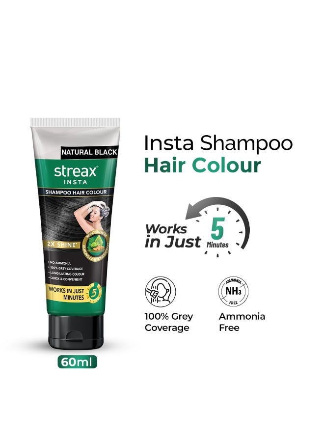 Streax Shampoo Hair Colour, 60 ml - Natural Black, Easy DIY- Squeeze Pack - Image 3
